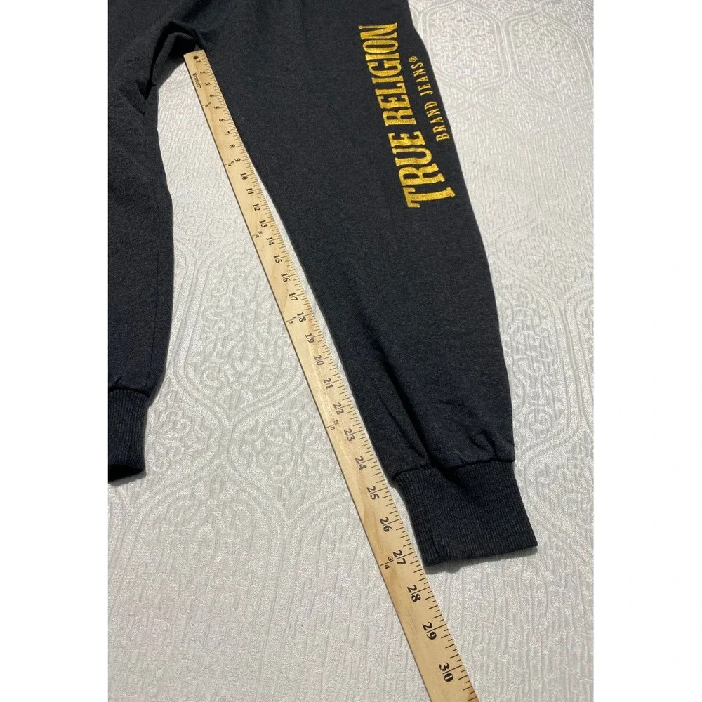 True Religion Loungewear‎ Mens Large Black Gold Logo Jogger Sweatpants